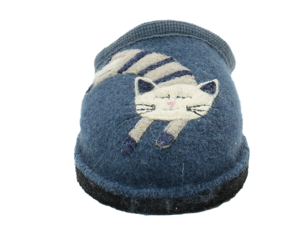 Haflinger Slippers Flair Choupette Cat Blue