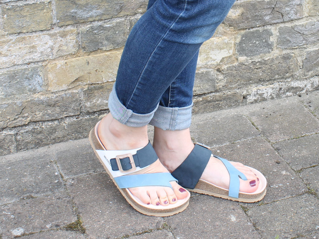 Blue 2024 footbed sandals