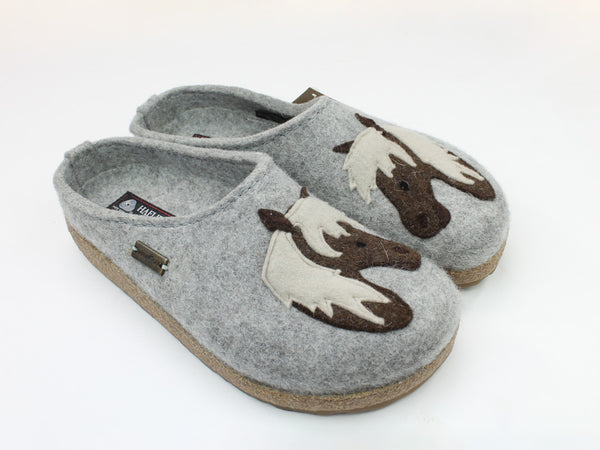 (Second Quality) Haflinger Felt Clogs Grizzly Horse Grey