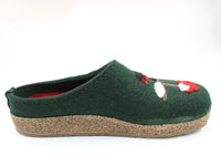 (Second Quality) Haflinger Felt Clogs Grizzly Winterbird Green