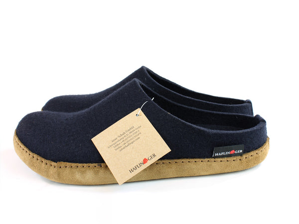 (Second Quality) Haflinger Felt Slippers Emil Navy Blue