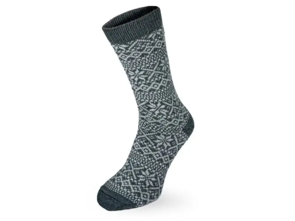 Speyside Socks Pennan Merino Fair Isle Charcoal/Silver