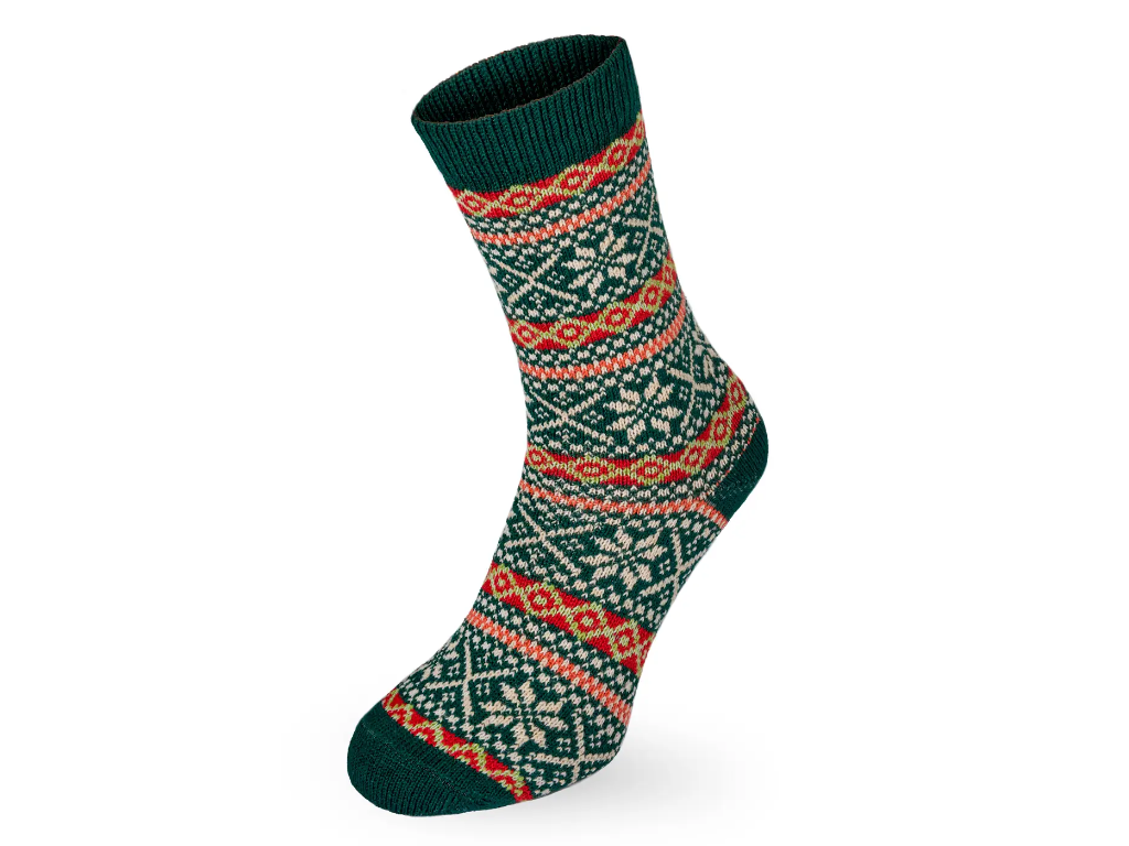 Speyside Socks Culbin Wool Fair Isle Bottle Green