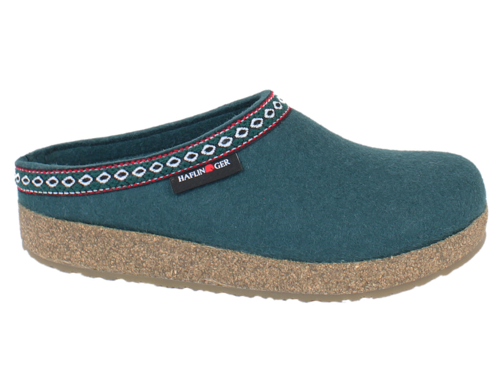 Haflinger Clogs Grizzly Franzl Teal side view