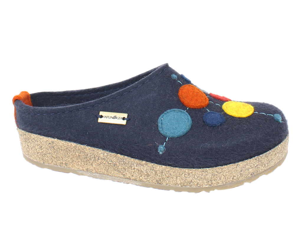 Haflinger Felt Clogs Grizzly Faible Navy side view